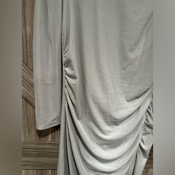 NWT Velvet Ruched Side Asymmetrical Midi Dress - Picture 9 of 11